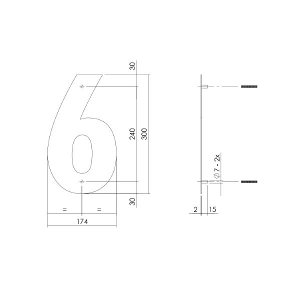 Intersteel Huisnummer 6 | Intersteel | 30 cm (XL, Geborsteld RVS) 0035402116 K010808112 - 3
