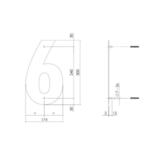 Intersteel Huisnummer 6 | Intersteel | 30 cm (XL, Geborsteld RVS) 0035402116 K010808112 - 