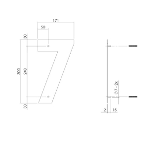 Intersteel Huisnummer 7 | Intersteel | 30 cm (XL, Geborsteld RVS) 0035402117 K010808113 - 