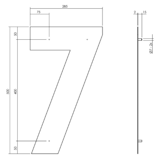 Intersteel Huisnummer 7 | Intersteel | 50 cm (XXL, RVS, Mat Zwart) 0023.402127 K010808103 - 3