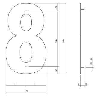 Intersteel Huisnummer 8 | Intersteel | 30 cm (XL, RVS, Mat Zwart) 0023.402118 K010808094 - 3