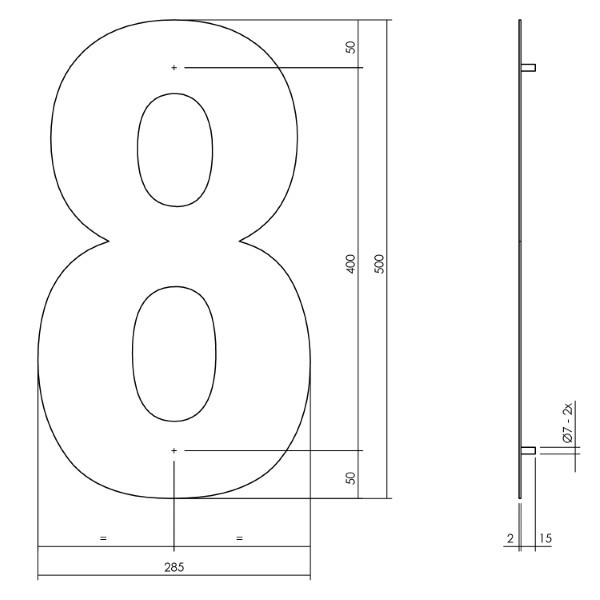 Intersteel Huisnummer 8 | Intersteel | 50 cm (XXL, Geborsteld RVS) 0035402128 K010808124 - 3