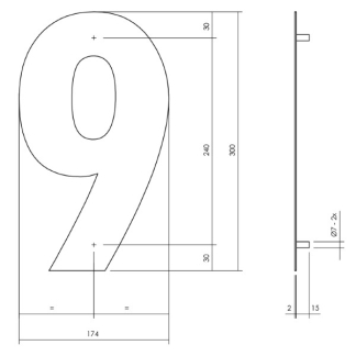 Intersteel Huisnummer 9 | Intersteel | 30 cm (XL, Geborsteld RVS) 0035402119 K010808115 - 