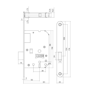 Intersteel Kastslot | Intersteel | 55 mm (Klavier, Geborsteld RVS) 0094.954324 K010808041 - 