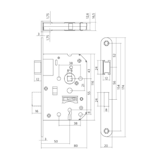 Intersteel Klavierslot | Intersteel | 55 mm (Geborsteld RVS) 0094.954224 K010808038 - 