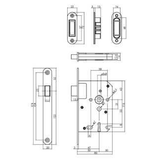 Intersteel Klavierslot | Intersteel | 55 mm (Magneet, Afgerond, Geborsteld RVS) 0094.957024 K010808066 - 