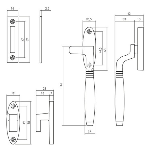 Intersteel Raamsluiting | Intersteel | Ton (Rechts draaiend, Ebbenhout, Mat nikkel) 0019.561460A K010809926 - 2