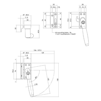 Intersteel Raamsluiting  met slot | Intersteel | Ton (Rechts draaiend, SKG*, Ebbenhout, Nikkel) 0018.661652A K010809928 - 2