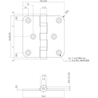 Intersteel Scharnier | Intersteel | 76 x 76 mm (Kogellager, DIN links/rechts, Tot 50 kg, Afgerond, Zwart) 0023.462530 K010808061 - 