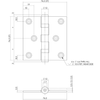 Intersteel Scharnier | Intersteel | 76 x 76 mm (Kogellager, DIN links/rechts, Tot 50 kg, Zwart) 0023.462500 K010808060 - 