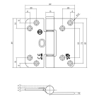 Intersteel Scharnier | Intersteel | 89 x 89 mm (Glijlager, DIN links/rechts, Geborsteld RVS) 0035.462566 K010808131 - 3