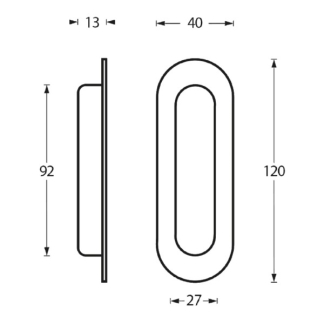 Intersteel Schuifdeurkom | Intersteel | 120 x 40 mm (Ovaal, Blinde bevestiging) 0023.447681 K010808030 - 