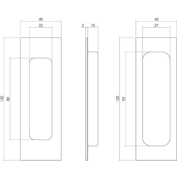 Intersteel Schuifdeurkom | Intersteel | 120 x 40 mm (Rechthoek, Blinde bevestiging) 0023.447691 K010808044 - 3