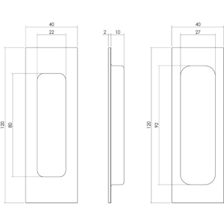 Intersteel Schuifdeurkom | Intersteel | 120 x 40 mm (Rechthoek, Blinde bevestiging) 0023.447691 K010808044 - 