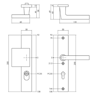 Intersteel Veiligheidsbeslag met duwer | Intersteel | 55 mm  (Kerntrekbeveiliging, Aluminium) 0023.379429 K010809129 - 