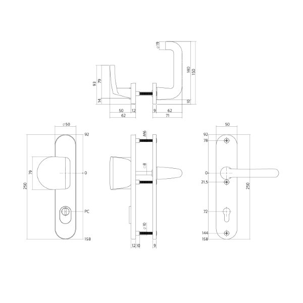 Intersteel Veiligheidsbeslag met duwer | Intersteel | 72 mm (Kerntrekbeveiliging, Aluminium) 0082.379636 K010809163 - 3