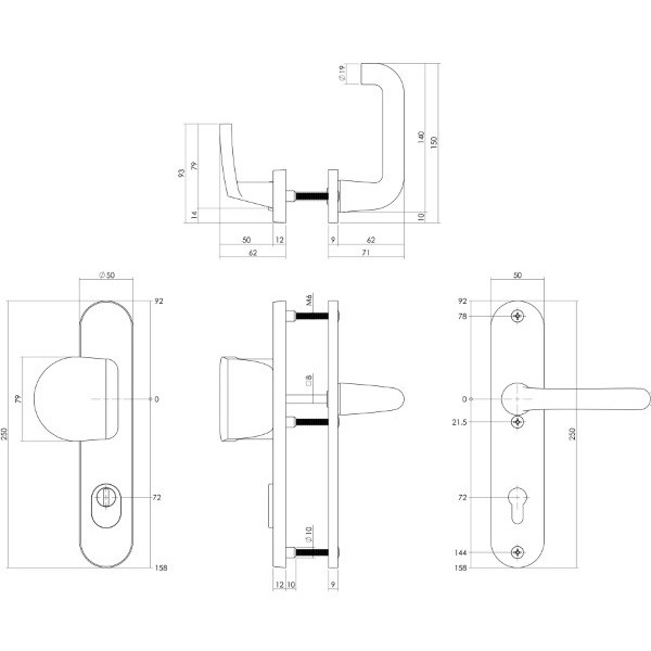 Intersteel Veiligheidsbeslag met duwer | Intersteel | 72 mm  (Kerntrekbeveiliging, Aluminium, Zwart) 0023.379636 K010809134 - 3