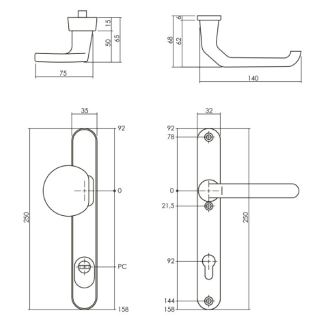 Intersteel Veiligheidsbeslag met duwer | Intersteel | 92 mm  (Kerntrekbeveiliging, Aluminium) 0082.379849 K010809166 - 