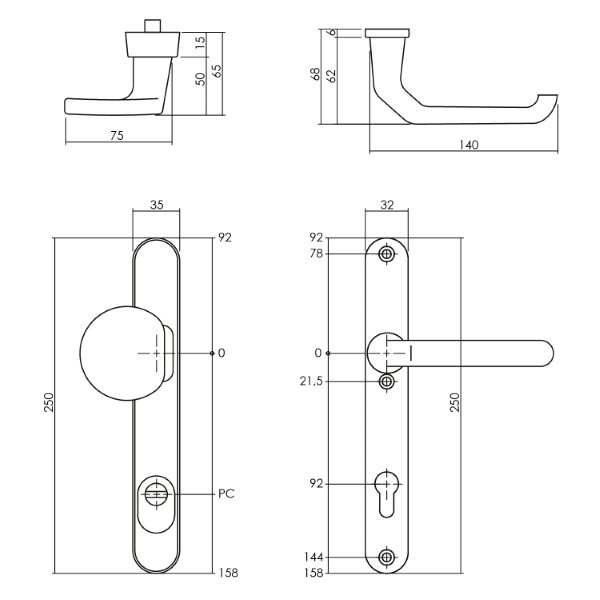 Intersteel Veiligheidsbeslag met duwer | Intersteel | 92 mm  (Kerntrekbeveiliging, Aluminium, Zwart) 0023.379849 K010809137 - 3
