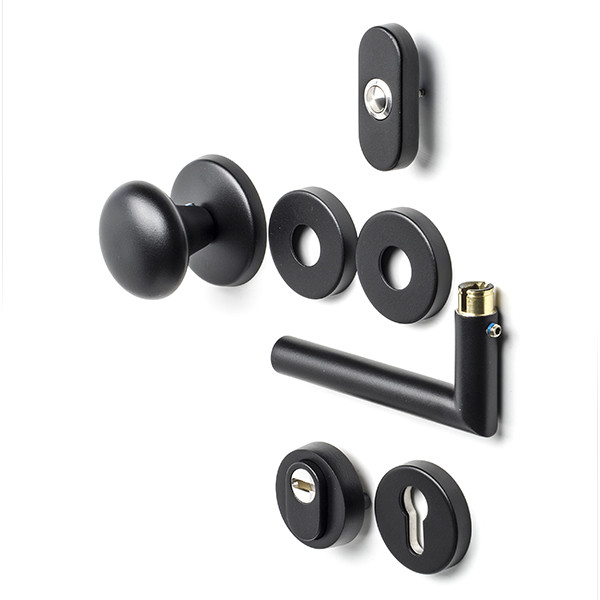 Intersteel Veiligheidsbeslag met knop | Intersteel | Jura (Rond rozet, Kerntrekbeveiliging, SKG***, Zwart) 0023.405730 K010809141 - 1