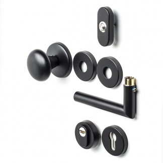 Intersteel Veiligheidsbeslag met knop | Intersteel | Jura (Rond rozet, Kerntrekbeveiliging, SKG***, Zwart) 0023.405730 K010809141 - 1