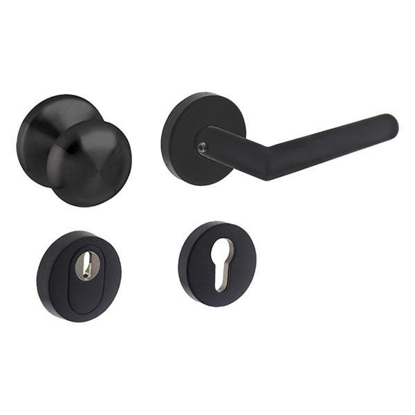 Intersteel Veiligheidsbeslag met knop | Intersteel (Rond rozet, Kerntrekbeveiliging, SKG***, Zwart) 23405731 K010809188 - 1