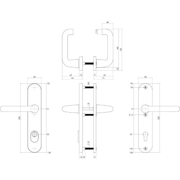 Intersteel Veiligheidsbeslag met kruk | Intersteel | 55 mm  (Kerntrekbeveiliging, Aluminium) 0082.379729 K010809164 - 3