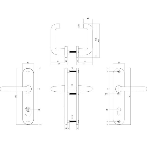 Intersteel Veiligheidsbeslag met kruk | Intersteel | 55 mm (Kerntrekbeveiliging, Aluminium, Zwart) 0023.379729 K010809135 - 3