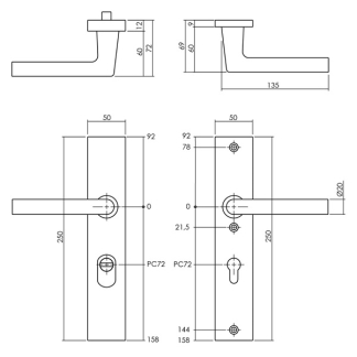 Intersteel Veiligheidsbeslag met kruk | Intersteel | 72 mm  (Kerntrekbeveiliging, Aluminium, Zwart) 0023.379536 K010809132 - 