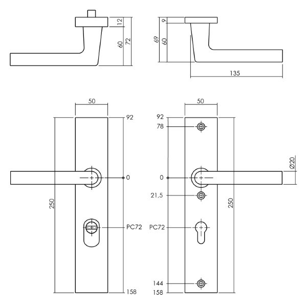 Intersteel Veiligheidsbeslag met kruk | Intersteel | 72 mm (Kerntrekbeveiliging, Aluminium, Zwart) 0023.379536 K010809132 - 5