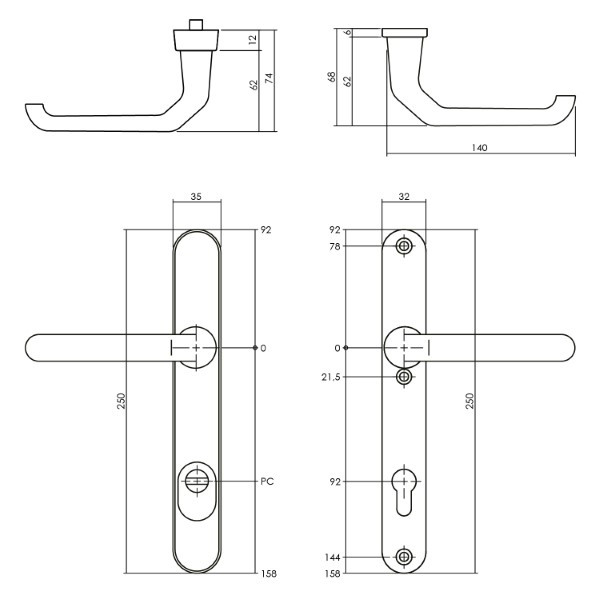 Intersteel Veiligheidsbeslag met kruk | Intersteel | 92 mm  (Kerntrekbeveiliging, Aluminium) 0082.379949 K010809167 - 3