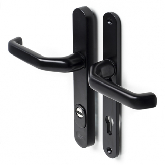 Intersteel Veiligheidsbeslag met kruk | Intersteel | 92 mm  (Kerntrekbeveiliging, Aluminium, Zwart) 0023.379949 K010809138 - 1