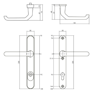 Intersteel Veiligheidsbeslag met kruk | Intersteel | 92 mm  (Kerntrekbeveiliging, Aluminium, Zwart) 0023.379949 K010809138 - 