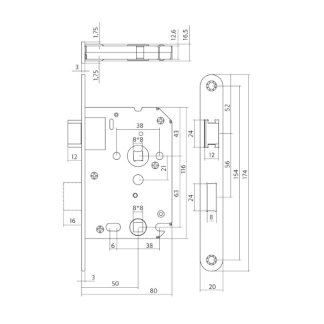 Intersteel Wc-slot | Intersteel | 63/8 mm (Geborsteld RVS) 0094.954265 K010808040 - 