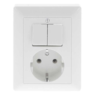 JUNG Stopcontact met schakelaar | Jung | AS500 (Inbouw, Randaarde, Serie, Wit) 66.003.71 K180106628 - 2