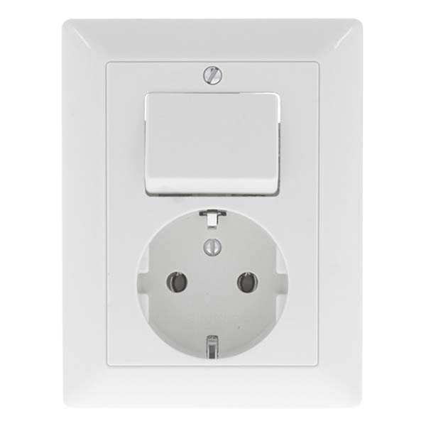 JUNG Stopcontact met schakelaar | Jung | AS500 (Inbouw, Randaarde, Wissel, Wit) 38728 66.003.68 K180106627 - 2