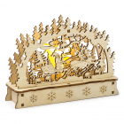 Houten kerstfiguur | Kerstman met slee | Konstsmide (LED, Batterijen, 15 x 4.8 x 11 cm)