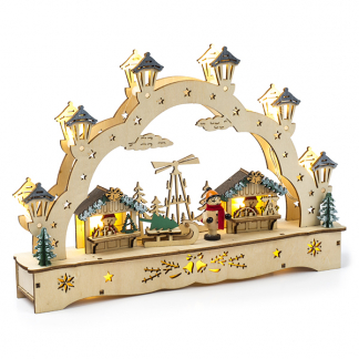 Konstsmide Houten kerstfiguur | Kerstmarkt | Konstsmide (11 LEDs, Batterijen, 27.5 x 4.5 x 19.5 cm) 3240-100 K150303726 - 