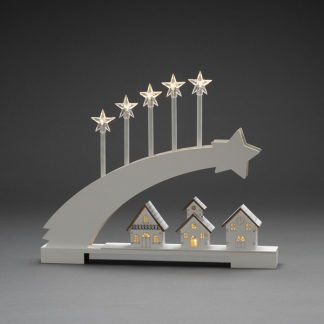 Konstsmide Houten kerstfiguur | Kerstster met huisjes | Konstsmide (8 leds, Batterijen, Timer, 5 x 45 x 37 cm) 3284-210 K150303730 - 2