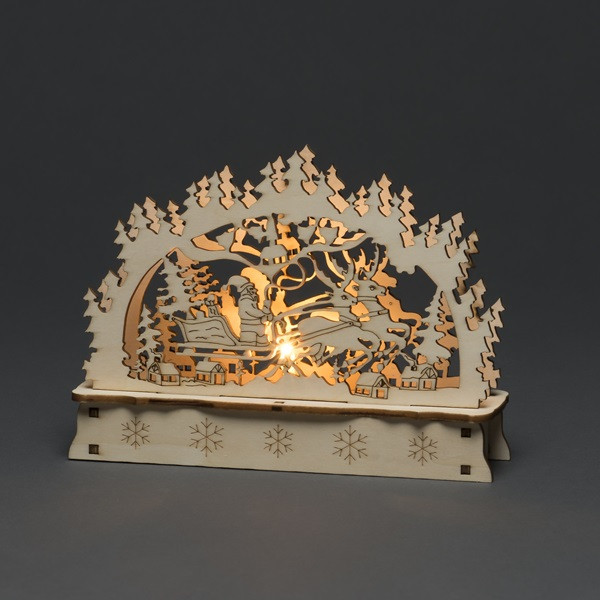 Konstsmide Houten kerstfiguur | Konstsmide | Kerstman met slee (Led, Batterijen, 15 x 4.8 x 11 cm) 3237-100 K150303725 - 2