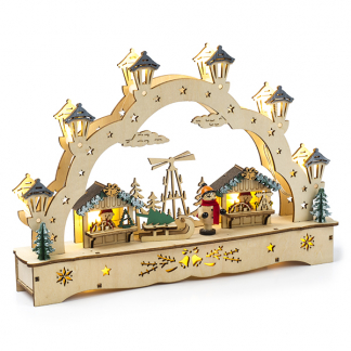 Konstsmide Houten kerstfiguur | Konstsmide | Kerstmarkt (11 leds, Batterijen, 27.5 x 4.5 x 19.5 cm) 3240-100 K150303726