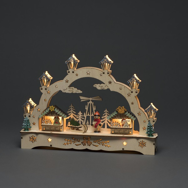 Konstsmide Houten kerstfiguur | Konstsmide | Kerstmarkt (11 leds, Batterijen, 27.5 x 4.5 x 19.5 cm) 3240-100 K150303726 - 2