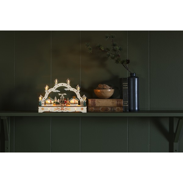 Konstsmide Houten kerstfiguur | Konstsmide | Kerstmarkt (11 leds, Batterijen, 27.5 x 4.5 x 19.5 cm) 3240-100 K150303726 - 3