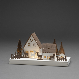 Konstsmide Houten kersthuisje | 11 x 28 x 14 cm | Konstsmide (6 leds, Batterijen, Timer) 3282-210 K150303729 - 2