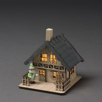 Konstsmide Houten kersthuisje | 12 x 11 x 12 cm | Konstsmide (2 leds, Batterijen) 3232-100 K150303721 - 2