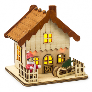 Konstsmide Houten kersthuisje | 12 x 11 x 12 cm | Konstsmide (2 leds, Batterijen) 3233-100 K150303722 - 1