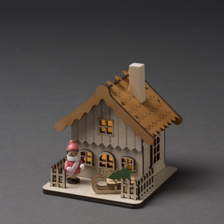 Konstsmide Houten kersthuisje | 12 x 11 x 12 cm | Konstsmide (2 leds, Batterijen) 3233-100 K150303722 - 2