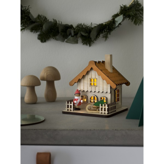 Konstsmide Houten kersthuisje | 12 x 11 x 12 cm | Konstsmide (2 leds, Batterijen) 3233-100 K150303722 - 3