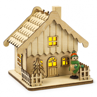 Konstsmide Houten kersthuisje | 12 x 11 x 12 cm | Konstsmide (2 leds, Batterijen) 3234-100 K150303723 - 1