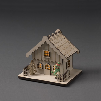 Konstsmide Houten kersthuisje | 12 x 11 x 12 cm | Konstsmide (2 leds, Batterijen) 3234-100 K150303723 - 2
